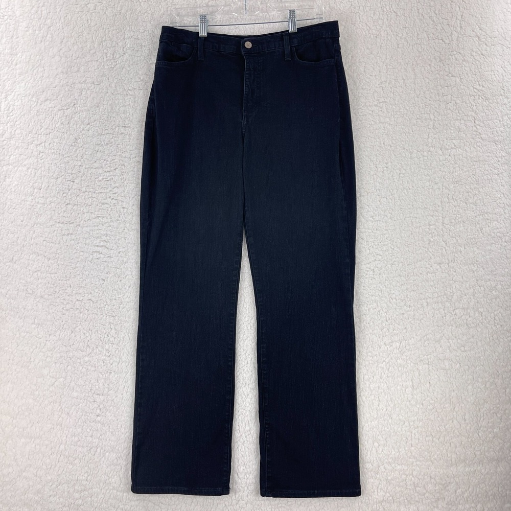 NYDJ Jeans Womens Size 12 Black Denim Straight Leg Mid-Rise‎ Casual Made in USA